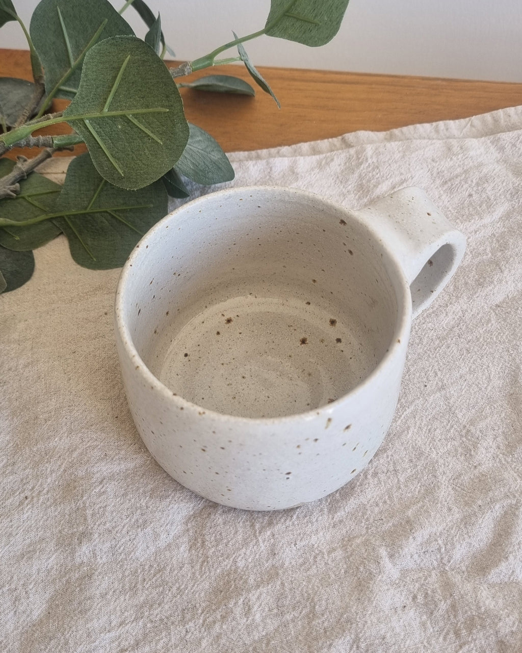White Scalloped Speckled Handmade Mug