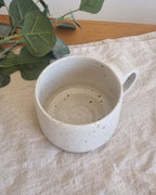 White Scalloped Speckled Handmade Mug