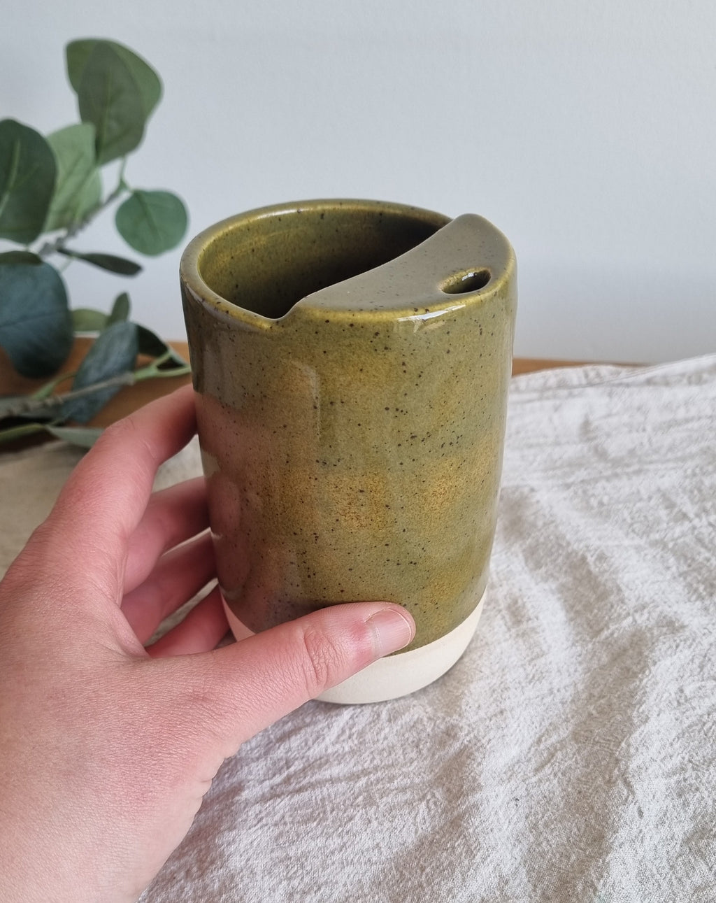 Olive Green Ceramic Travel To-Go Mug