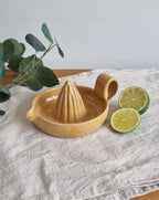 Handmade Ceramic Citrus Juicer with Handle in Golden Yellow Speckle