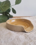 Golden Yellow Speckled Handmade Ceramic Spoon Rest