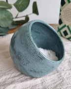 Handmade Ceramic Salt Pig in Satin Blue