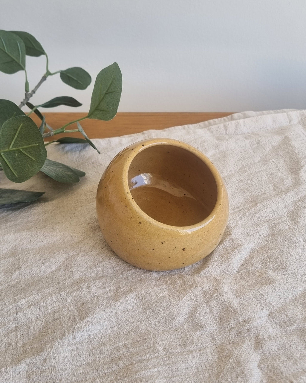 Handmade Ceramic Salt Pig in Speckled Golden Yellow