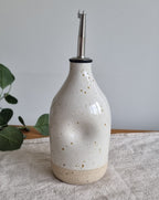 Handmade Ceramic Oil Bottle in White Speckle