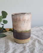 Pink and Brown Speckled Ceramic Travel To-Go Mug