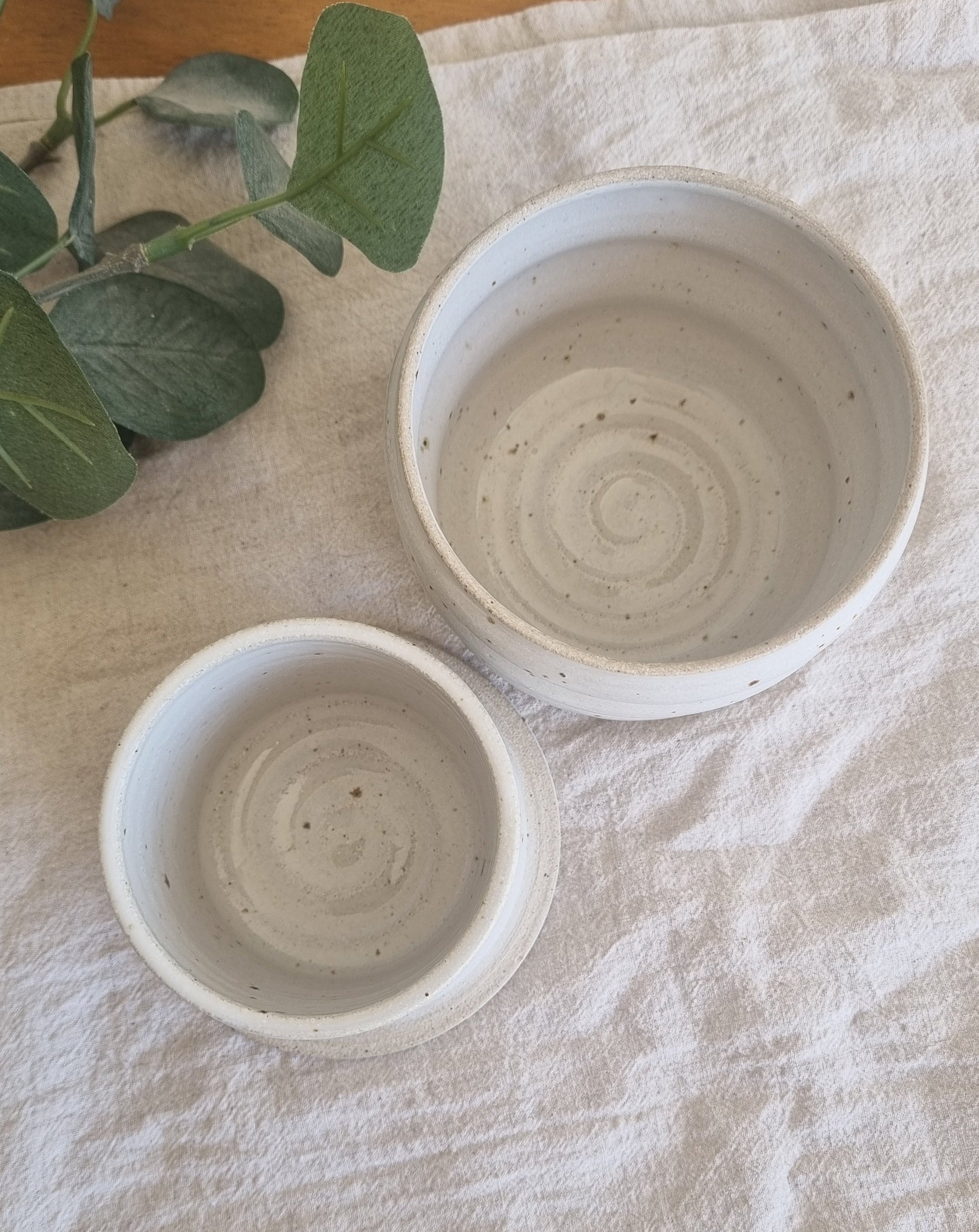 Ceramic French Butter Dish in White Speckle