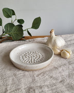 White Speckled Handmade Ceramic Garlic Grater