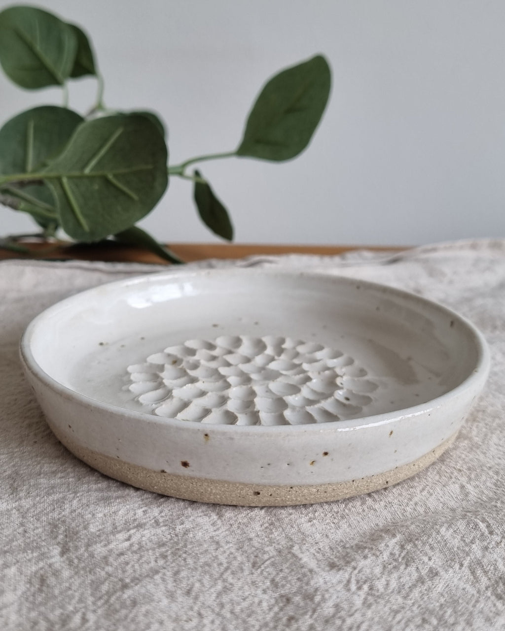 White Speckled Handmade Ceramic Garlic Grater