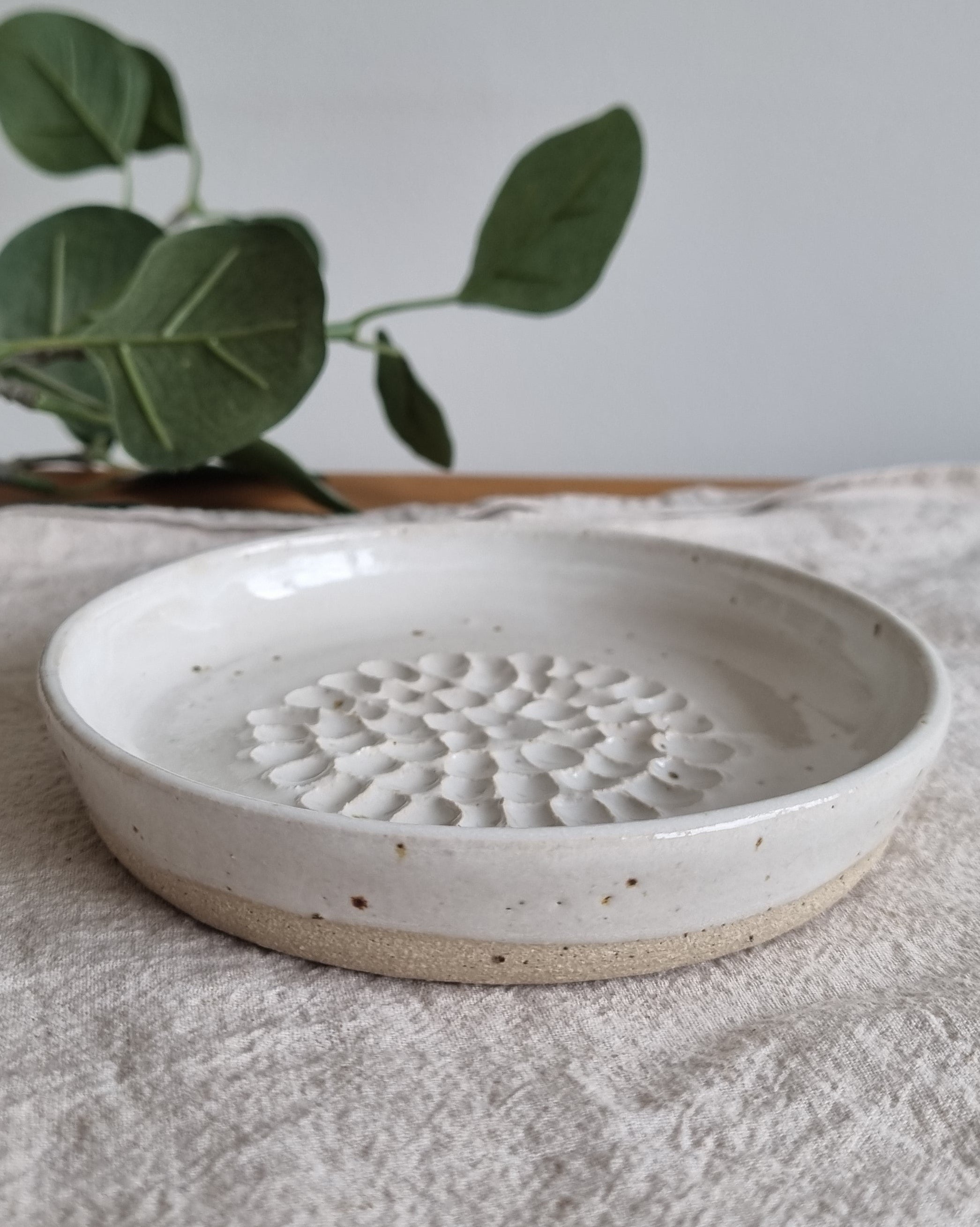 White Speckled Handmade Ceramic Garlic Grater