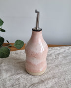 Handmade Ceramic Oil Bottle in Pink Speckle