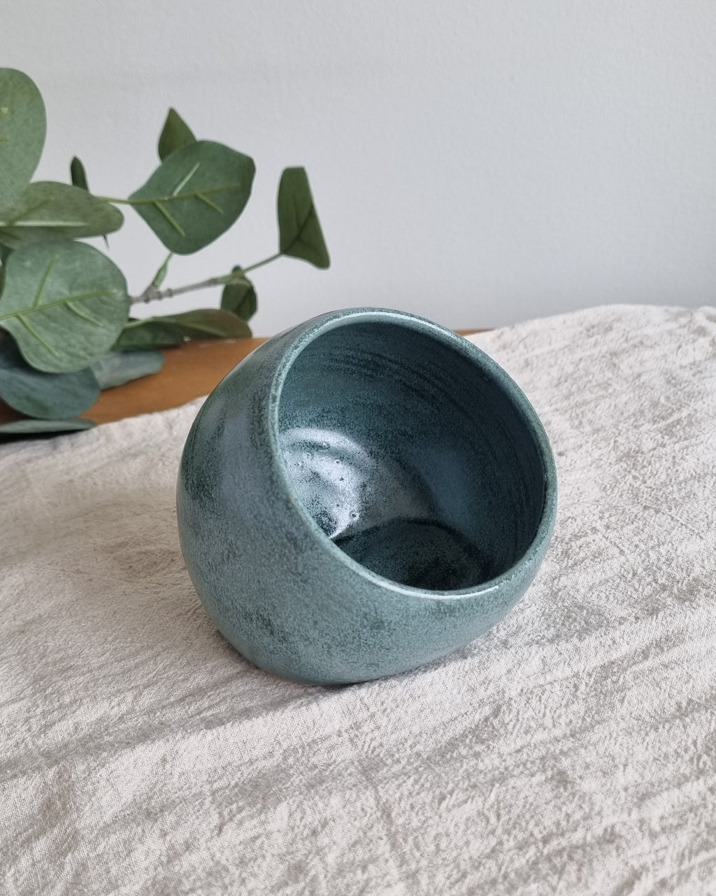 Handmade Ceramic Salt Pig in Satin Blue