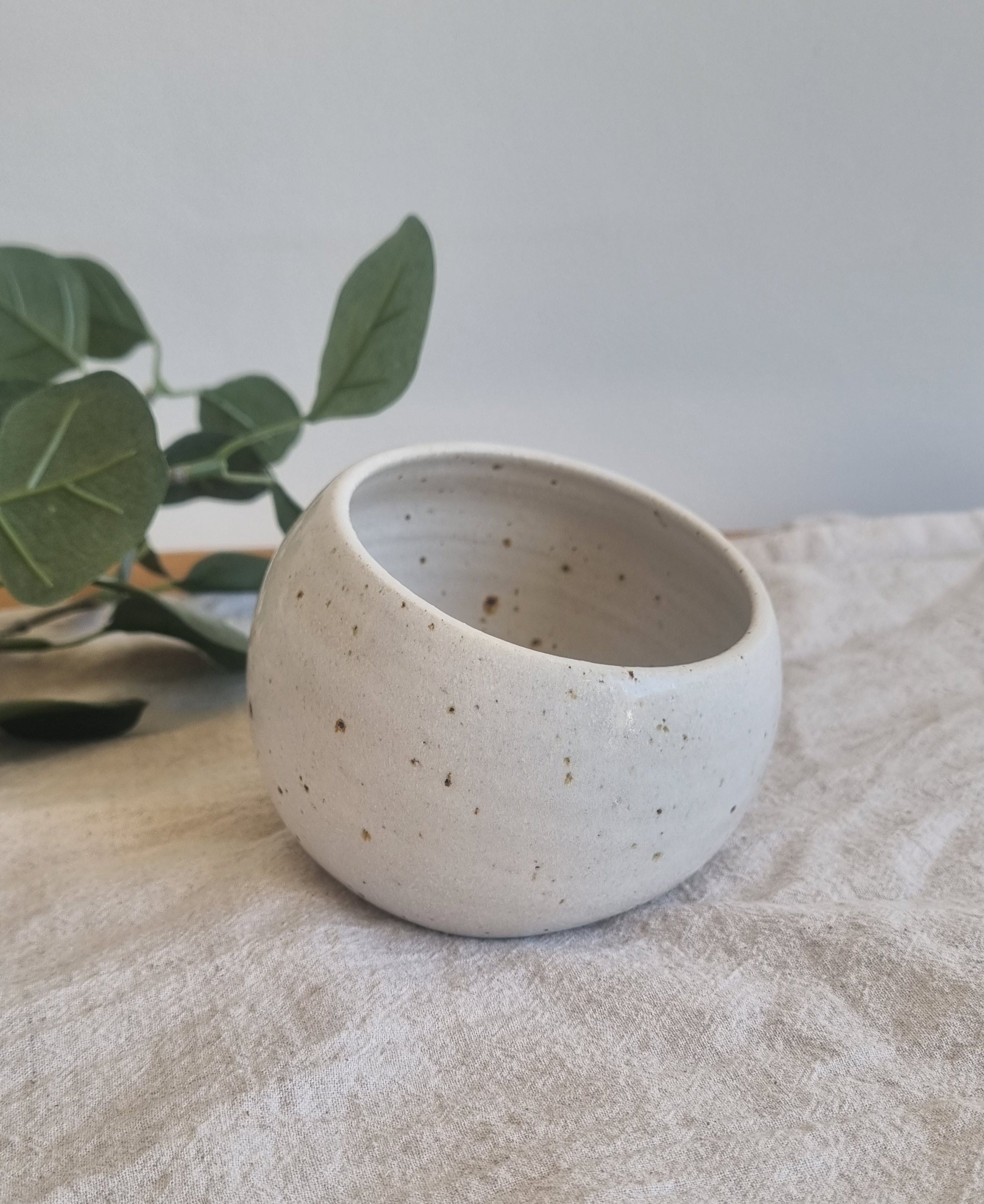 Handmade Ceramic Salt Pig in Speckled White