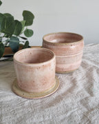 Ceramic French Butter Dish in Pastel Pink Speckle