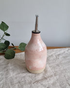 Handmade Ceramic Oil Bottle in Pink Speckle