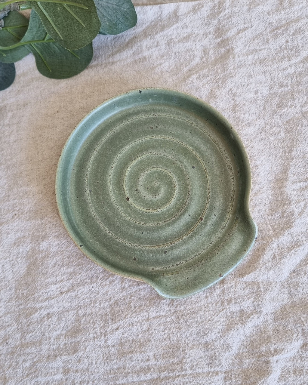 Green Ceramic Handmade Spoon Rest