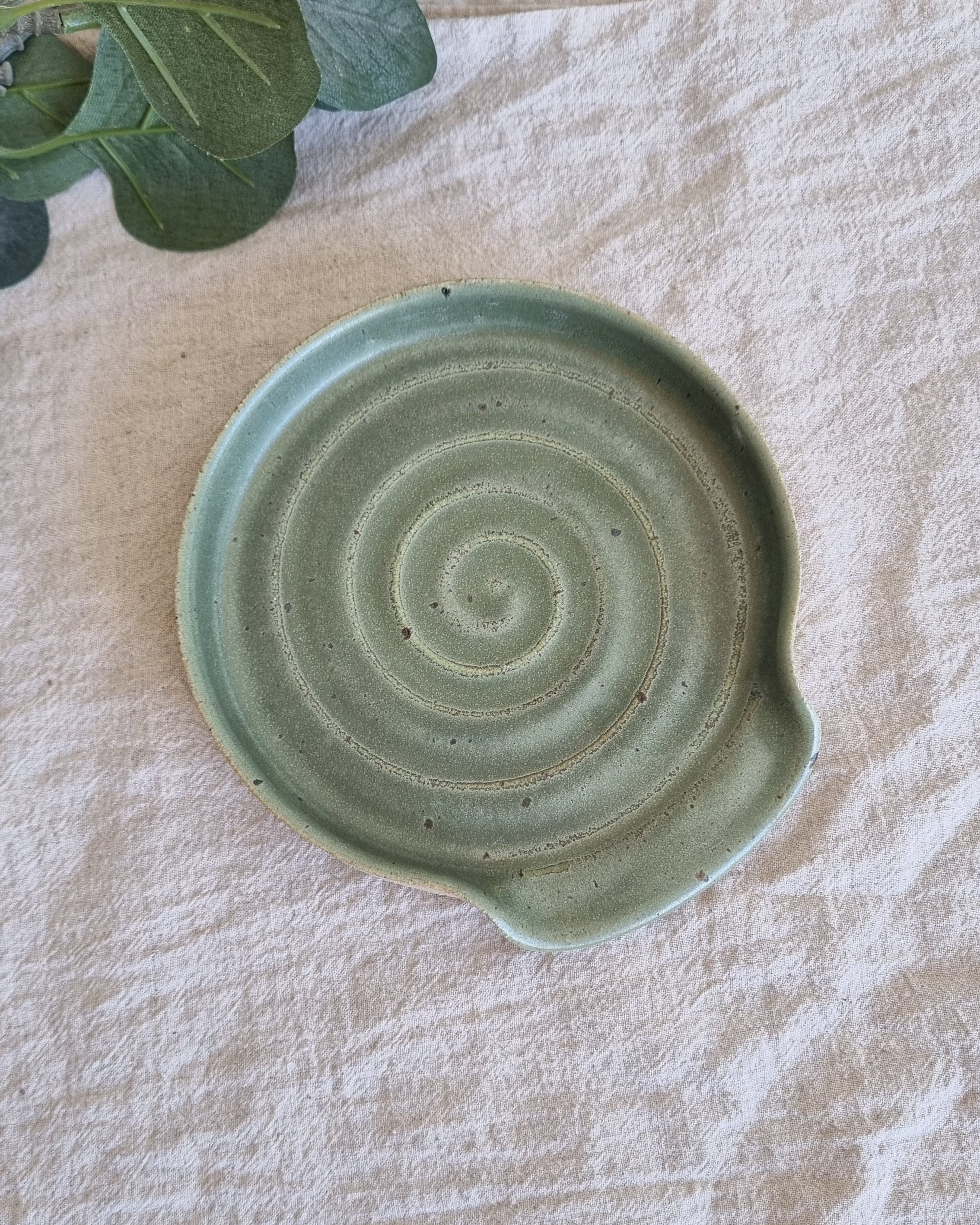 Green Ceramic Handmade Spoon Rest