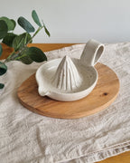Handmade Ceramic Citrus Juicer with Handle in White Speckle