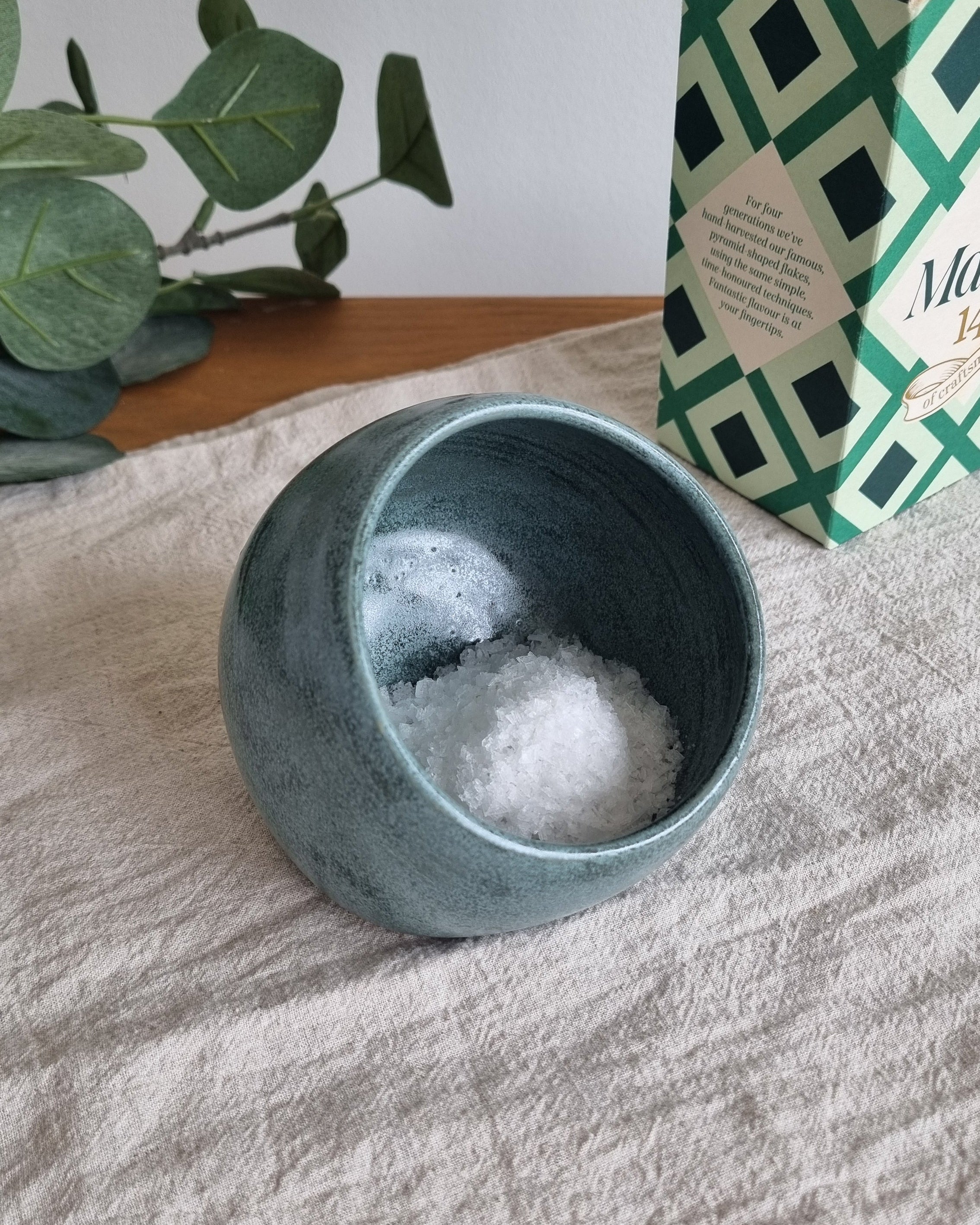 Handmade Ceramic Salt Pig in Satin Blue