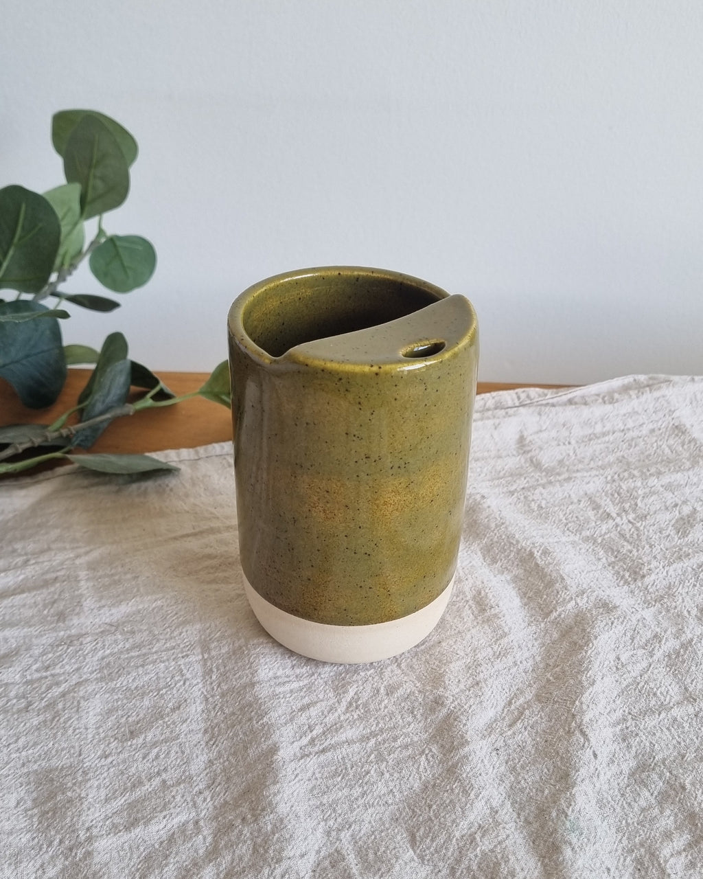 Olive Green Ceramic Travel To-Go Mug