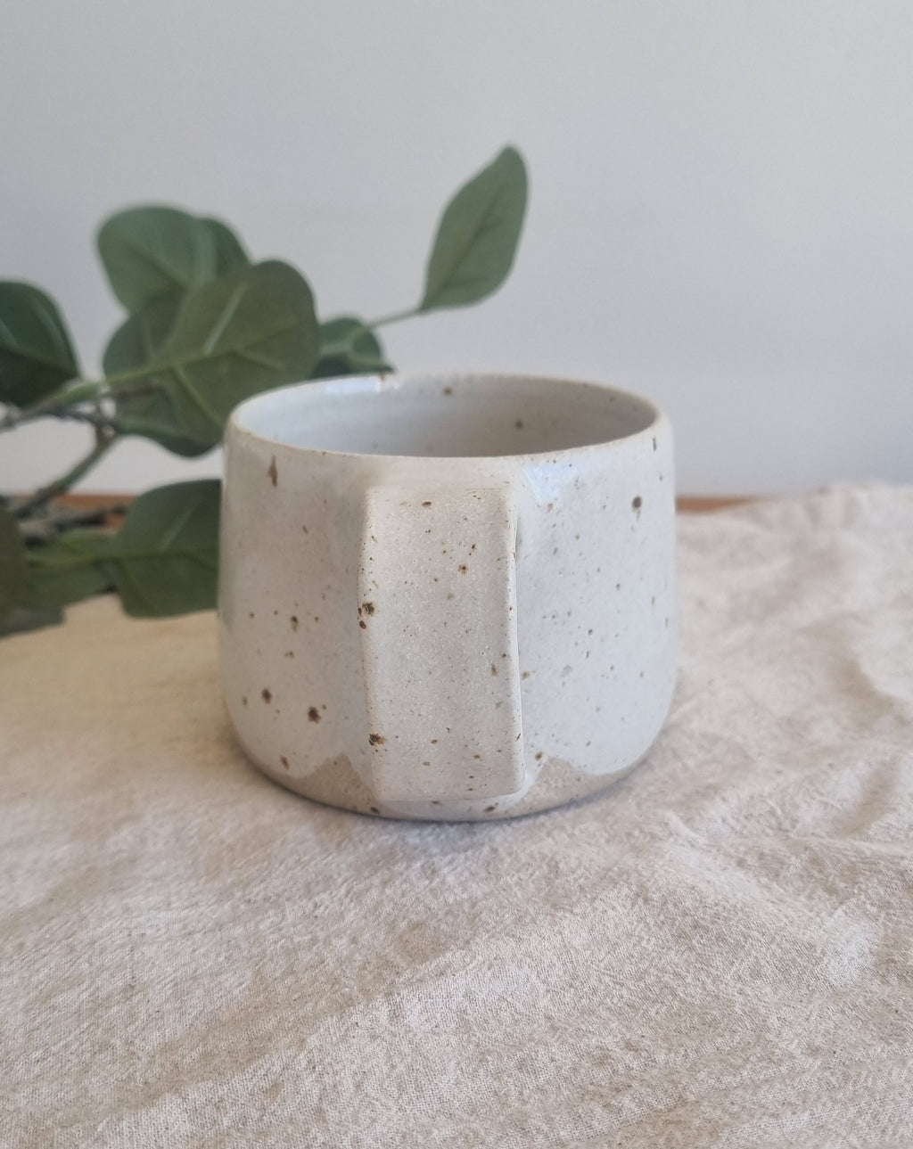 White Scalloped Speckled Handmade Mug